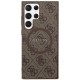 Guess 4G Collection Leather Metal Logo MagSafe Case for Samsung Galaxy S24 Ultra - Brown
