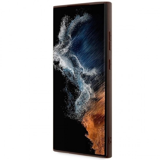 Guess 4G Collection Leather Metal Logo MagSafe Case for Samsung Galaxy S24 Ultra - Brown