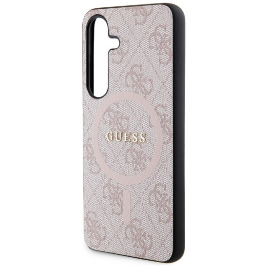 Guess 4G Collection Leather Metal Logo MagSafe Case for Samsung Galaxy S24 - Pink