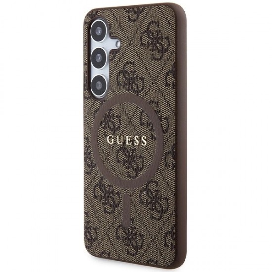 Guess 4G Collection Leather Metal Logo MagSafe Case for Samsung Galaxy S24 - Brown
