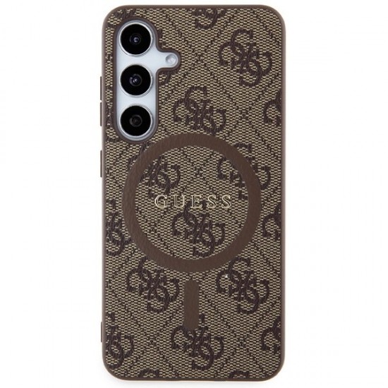 Guess 4G Collection Leather Metal Logo MagSafe Case for Samsung Galaxy S24 - Brown