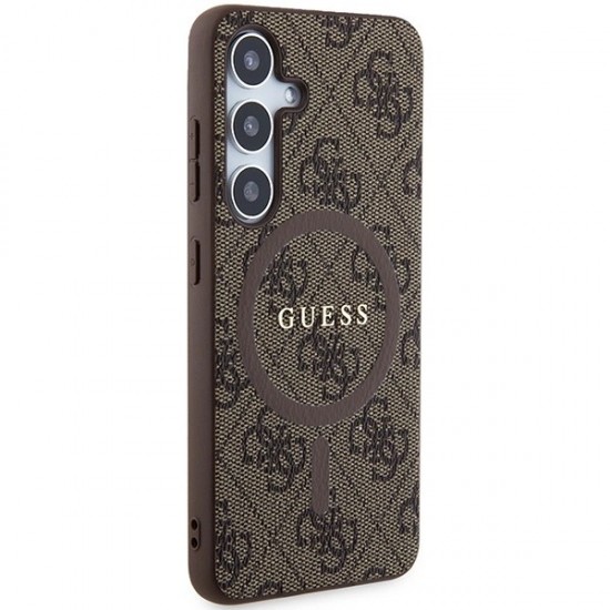 Guess 4G Collection Leather Metal Logo MagSafe Case for Samsung Galaxy S24 - Brown