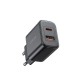 EU Joyroom JR-TCF05 20W USB-A USB-C charger + USB-C cable - black