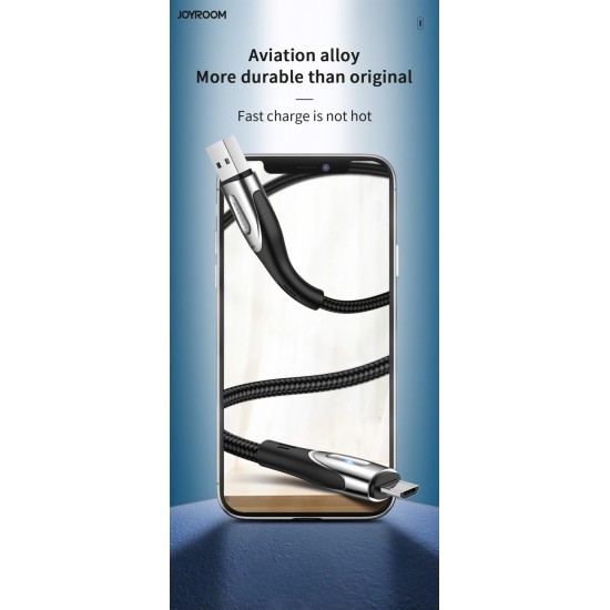 Joyroom Sharp Series S-M411 USB-A / micro USB 3A 2m Cable with Charging Indicator - Black