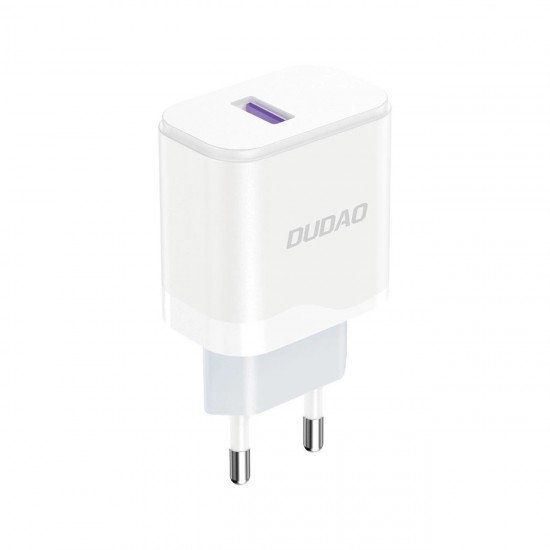 Dudao A20EU USB-A 18W wall charger - white + USB-A - USB-C cable