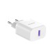 Dudao A20EU USB-A 18W wall charger - white + USB-A - USB-C cable