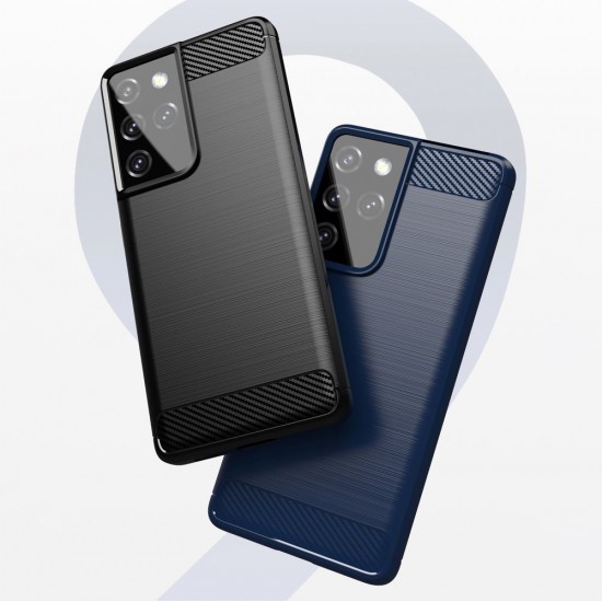 Carbon Case Flexible Cover TPU Case for Samsung Galaxy S21 Ultra 5G black