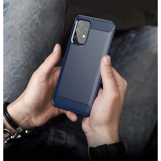 Carbon Case Flexible Cover TPU Case for Samsung Galaxy A72 4G blue