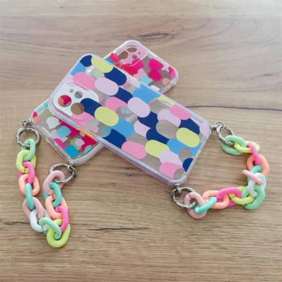 Color Chain Case gel flexible elastic case cover with a chain pendant for Samsung Galaxy A22 4G multicolour (4)