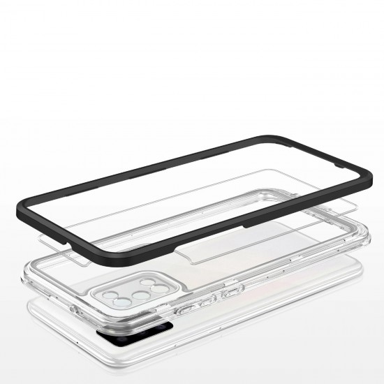 Clear 3in1 case for Samsung Galaxy A03s (166) frame gel cover black