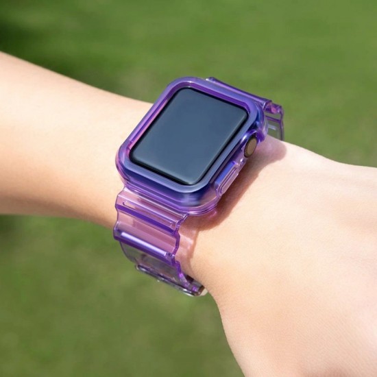 Silicone Band Strap Bracelet Case Strap Light Set for Apple Watch 40mm - Purple