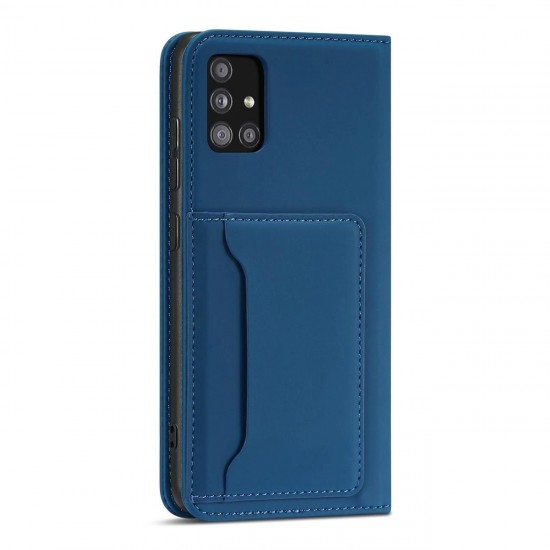 Magnet Card Case For Samsung Galaxy A12 5G Pouch Wallet Card Holder Blue