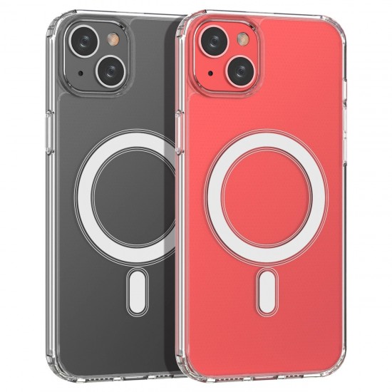 Clear Magnetic Case with MagSafe for iPhone 14 Plus with silver ring - transparent