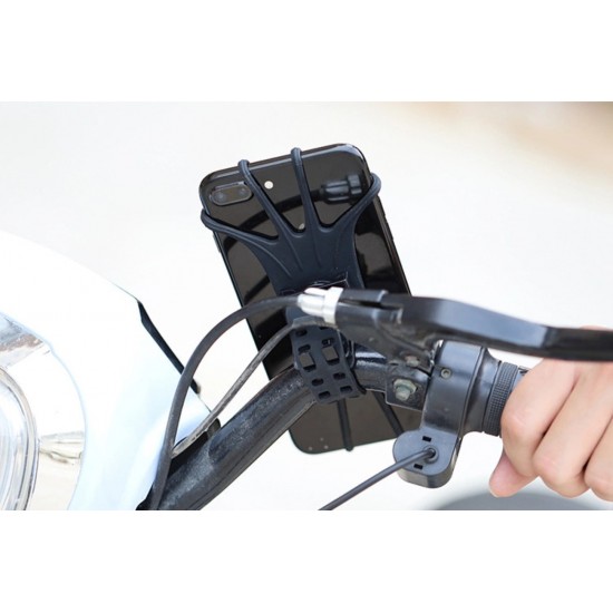 Swivel silicone bike holder with replaceable head - black