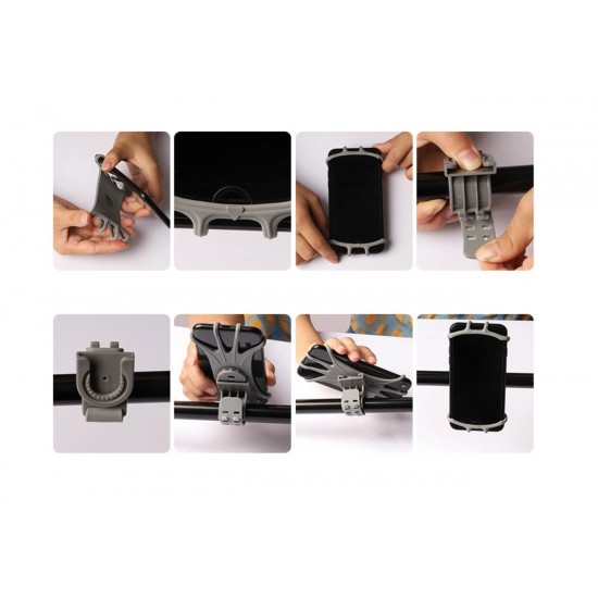 Swivel silicone bike holder with replaceable head - black