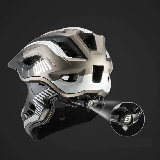 Rockbros TT-32SBTG-M children's bicycle helmet with removable chinbar, size M - gray