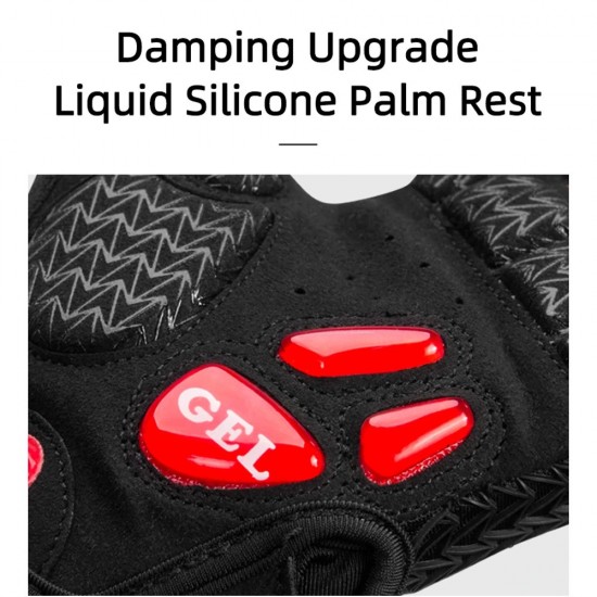 Rockbros S169BR M cycling gloves with gel inserts - black and red