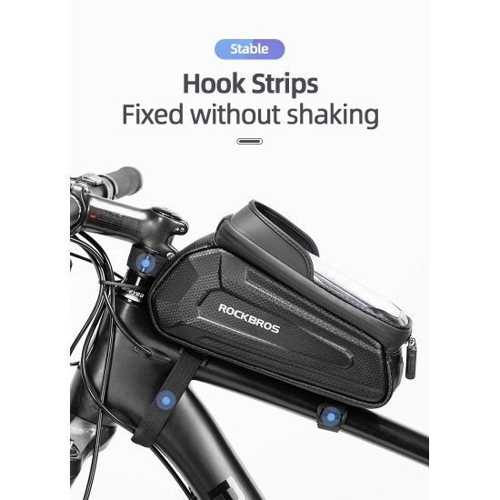 Rockbros B68-1 frame-mounted bicycle bag with phone pocket, 1.7l, black