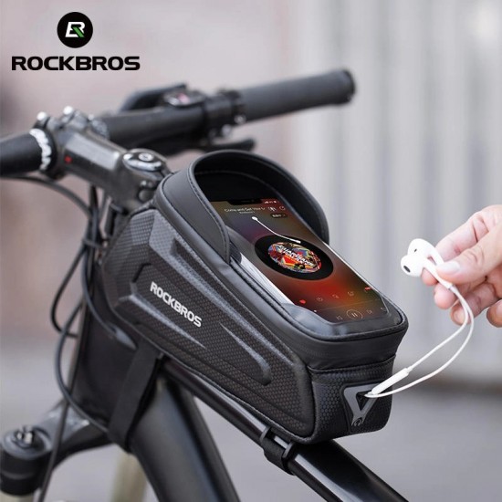 Rockbros B68-1 frame-mounted bicycle bag with phone pocket, 1.7l, black