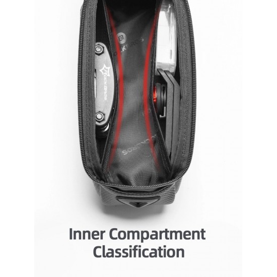 Rockbros B68 Bike Pannier for Frame, Armored, with Phone Pocket and Cover, 1.7L - Black