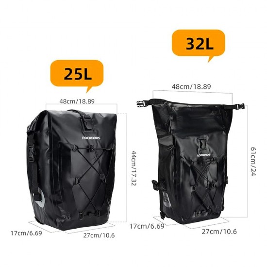 Rockbros 30140022001 waterproof bicycle bag for trunk - black