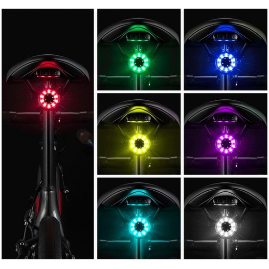 Rockbros Q1 Rear Bike Light 7 Color LED + USB-C - USB-A Cable - Black