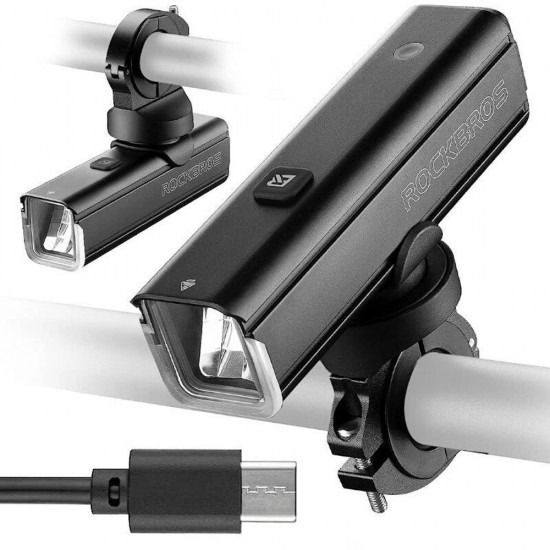 Rockbros 24610002001 Front Bike Light 1000 lm + USB-C - USB-A Cable - Black