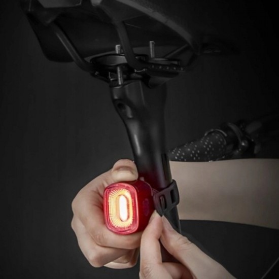Rockbros Q2S LED Rear Bike Light with Smart Stop System + USB-C - USB-A Cable - Black