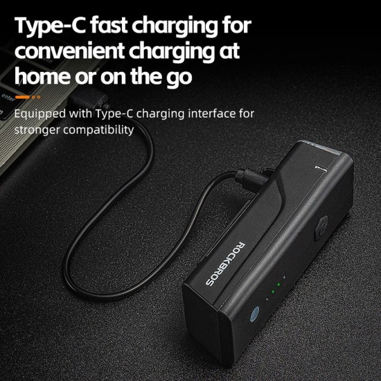 Rockbros 24510003001 Front Bike Light 260 lm + USB-C - USB-A Cable - Black
