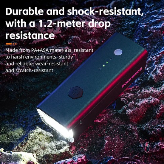 Rockbros 24510003001 Front Bike Light 260 lm + USB-C - USB-A Cable - Black