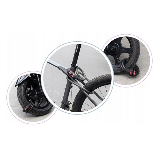 Rockbros RKS507-1BK bicycle lock with combination 1.8 m - black