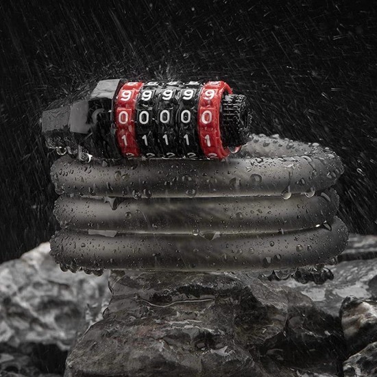 Rockbros RKS507-1BK bicycle lock with combination 1.8 m - black