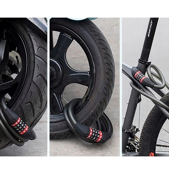 Rockbros RKS507-1BK bicycle lock with combination 1.8 m - black