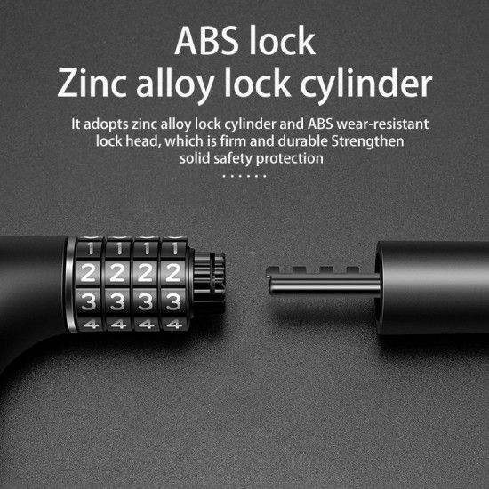 Rockbros 3230002001 bicycle lock with combination and key - black