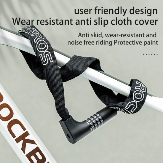 Rockbros 3230002001 bicycle lock with combination and key - black