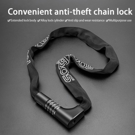 Rockbros 3230002001 bicycle lock with combination and key - black