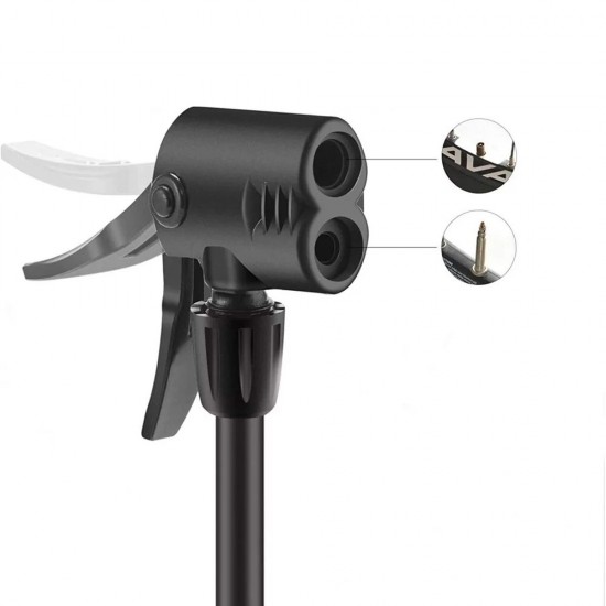 Rockbros 42610002001 floor bicycle pump with pressure gauge - black