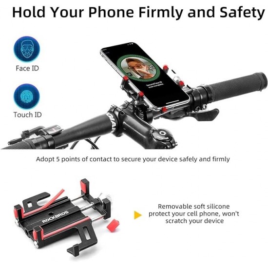 Rockbros 699-BK Aluminum Alloy Bike Phone Holder - Black