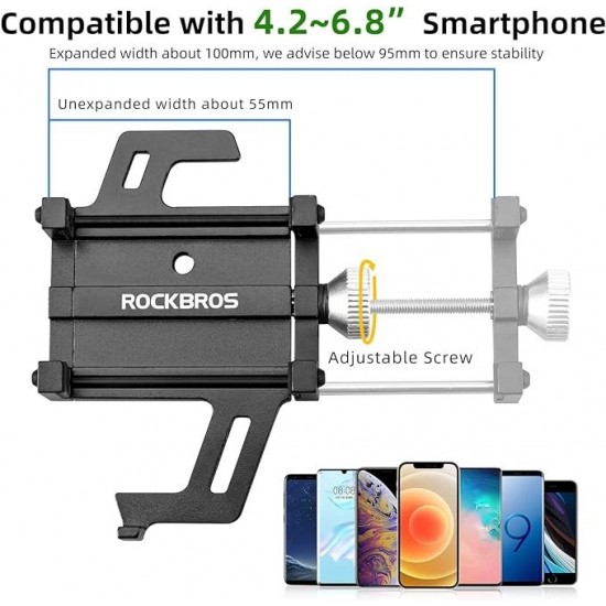 Rockbros 699-BK Aluminum Alloy Bike Phone Holder - Black