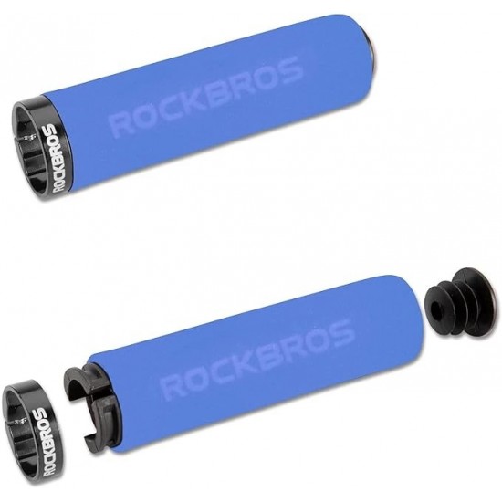 Rockbros BT1001BLBK sponge bicycle handlebar grips - blue and black