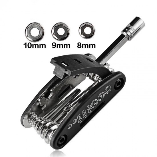 Rockbros GJ1601 16-in-1 multi-tool for bicycle repair - black