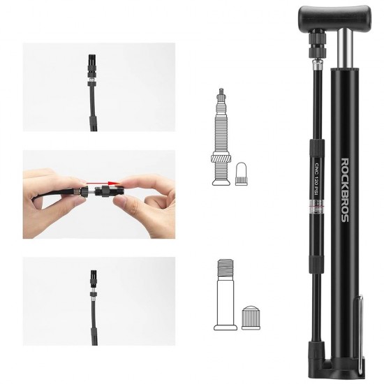 Rockbros 42322821001 floor bicycle pump - black