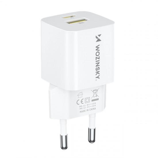 Wozinsky WWCEAC GaN USB-A USB-C 33W wall charger - white