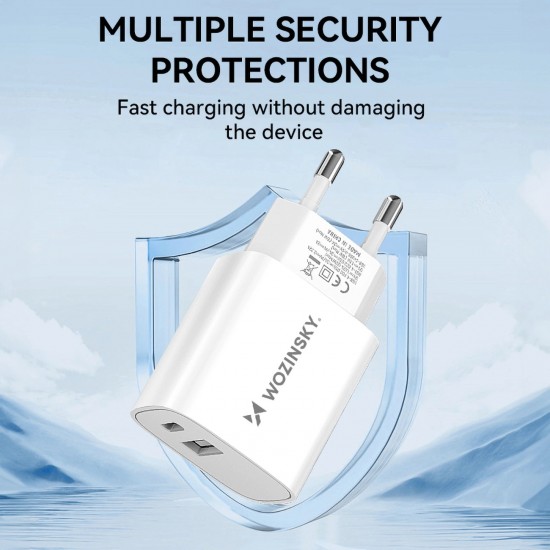 Wozinsky WGWCW USB-A USB-C 20W wall charger - white
