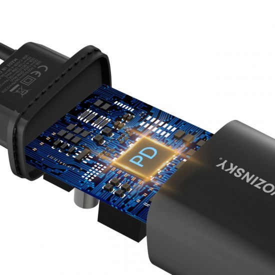 Wozinsky WGWCB USB-A USB-C 20W Wall Charger - Black