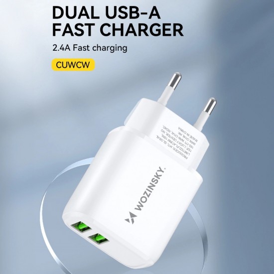 Wozinsky CUWCW 2.4A 2 x USB-A Wall Charger - White