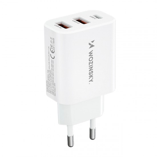 Wozinsky CWCUCW 30W USB-C / 2 x USB-A Wall Charger - White