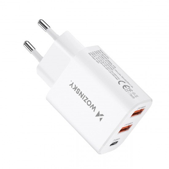 Wozinsky CWCUCW 30W USB-C / 2 x USB-A Wall Charger - White