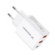 Wozinsky CWCUCW 30W USB-C / 2 x USB-A Wall Charger - White
