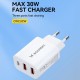 Wozinsky CWCUCW 30W USB-C / 2 x USB-A Wall Charger - White